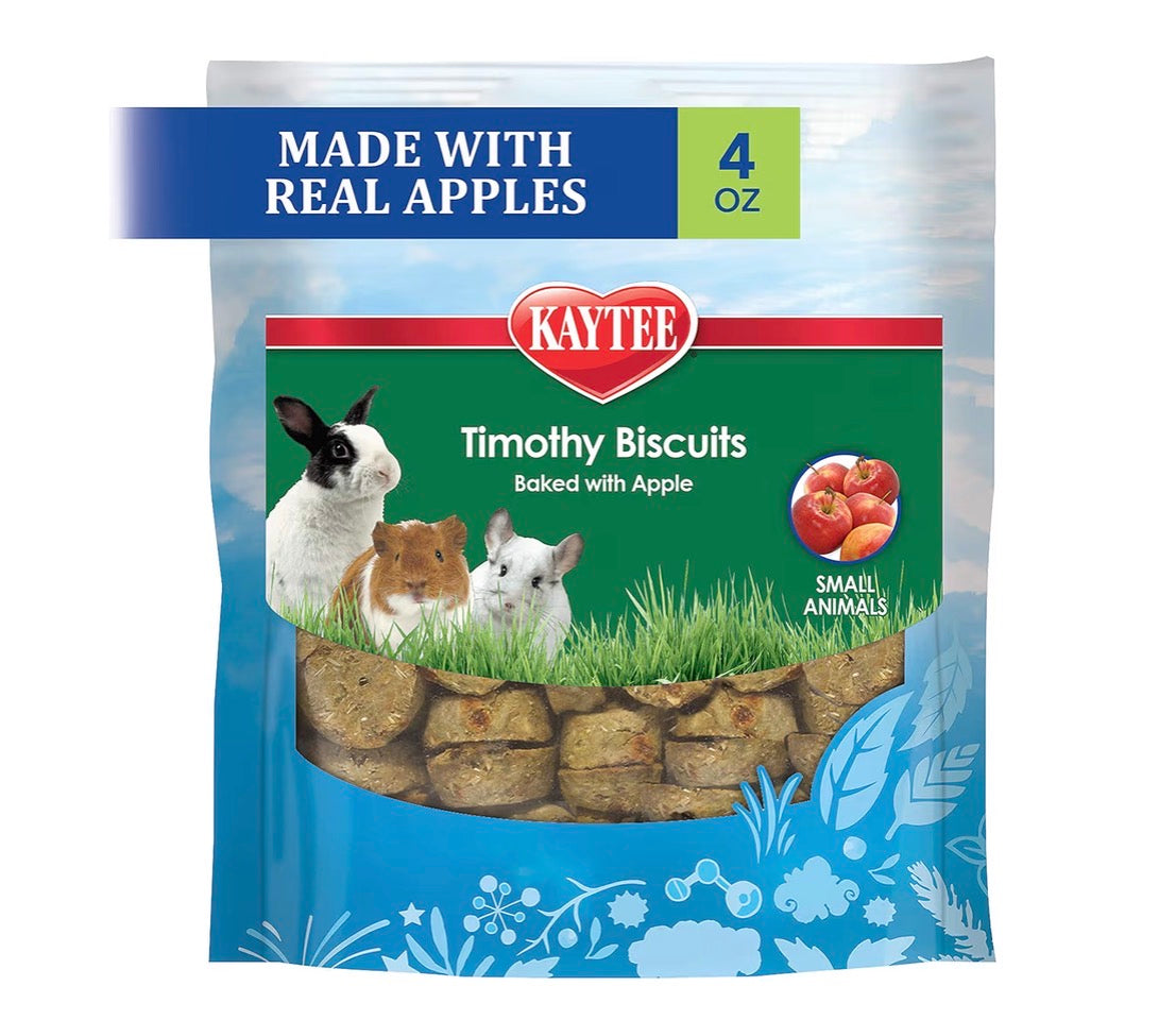 Kaytee Timothy Biscuits Baked Treat, Apple 4 oz for Pet Guinea Pigs, Rabbits & Other Small Animals