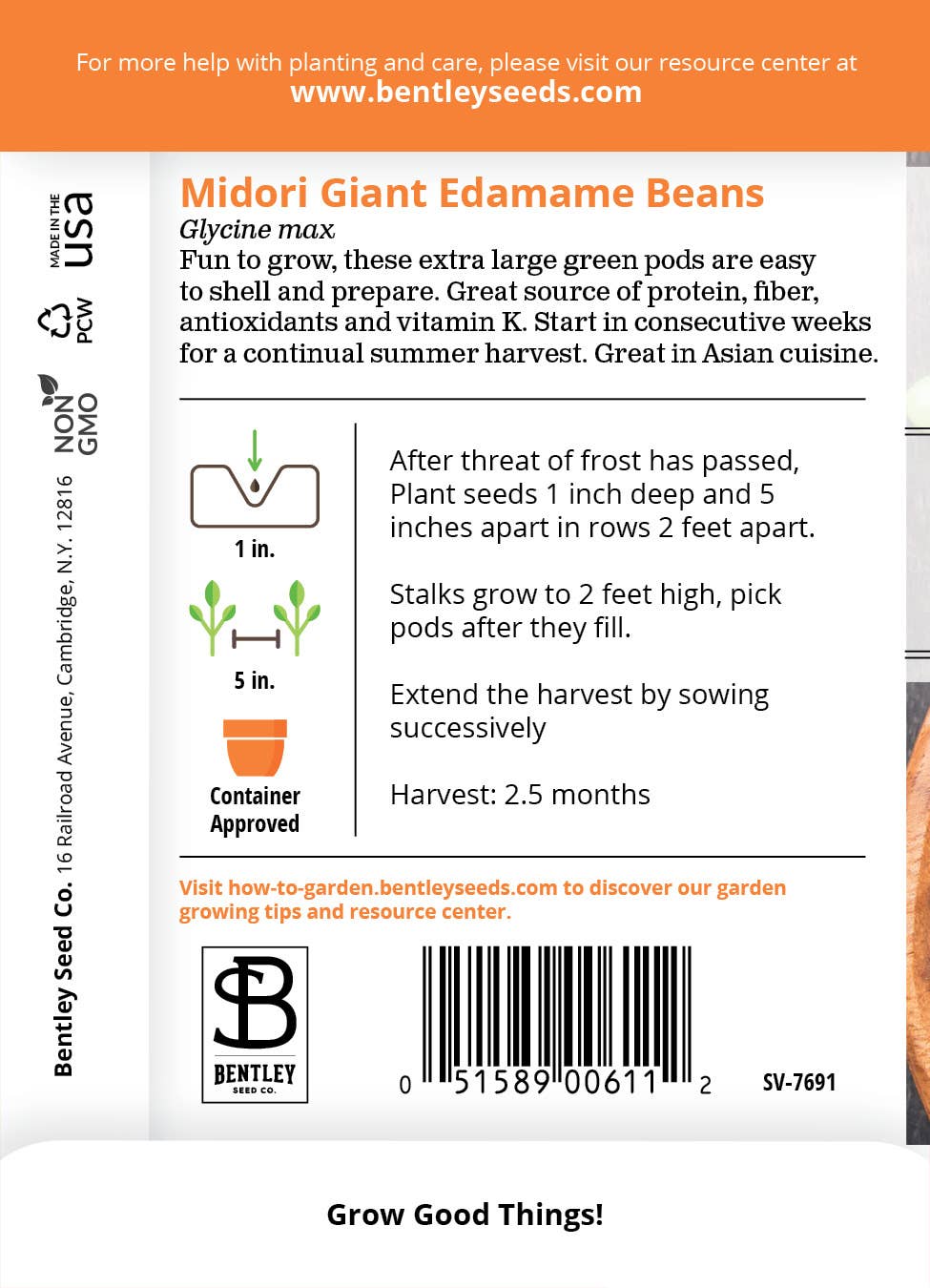 Beans, Edamame Midori Giant Seed Packets