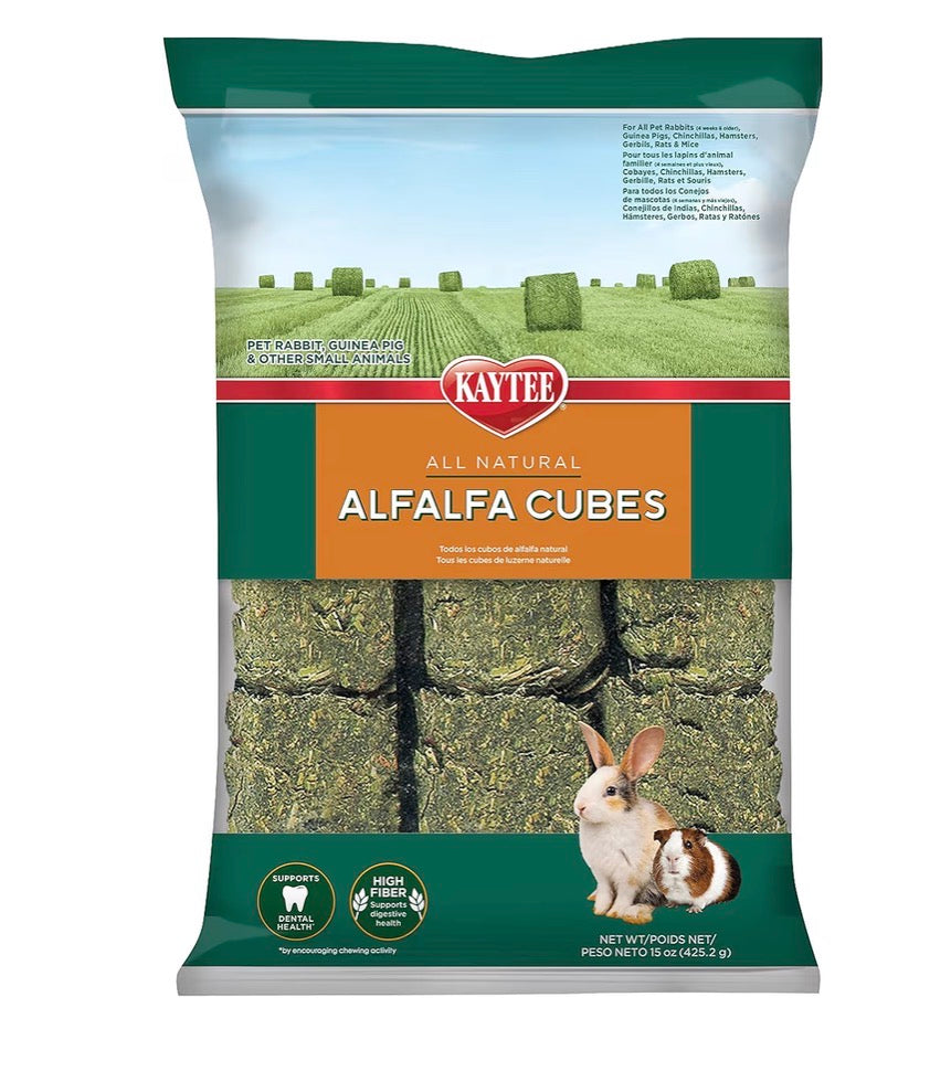 Kaytee Alfalfa Cubes for Rabbits, Guinea Pigs & Other Small Animals 15 oz