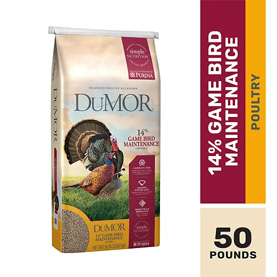 Dumor Gamebird Maintenance 14% Crumble 50 lb