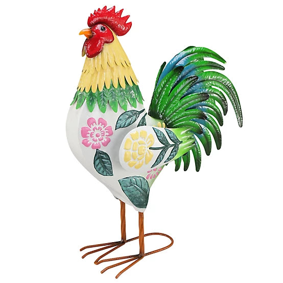 Indoor/Outdoor Metal Floral Hen Statue, 24 in.