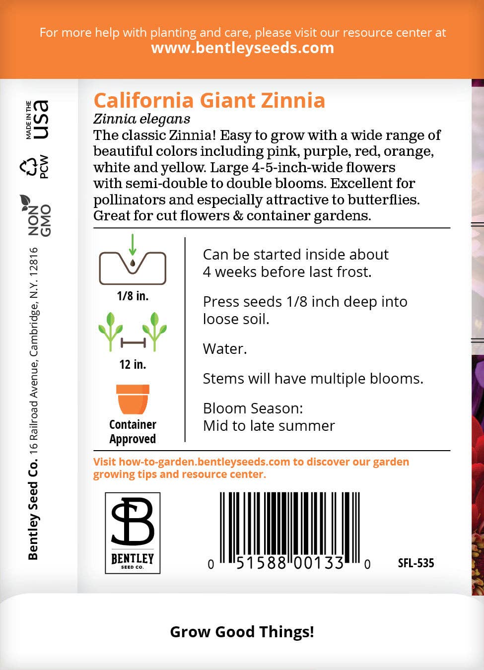 Zinnia, California Giant Mixed Seed Packets