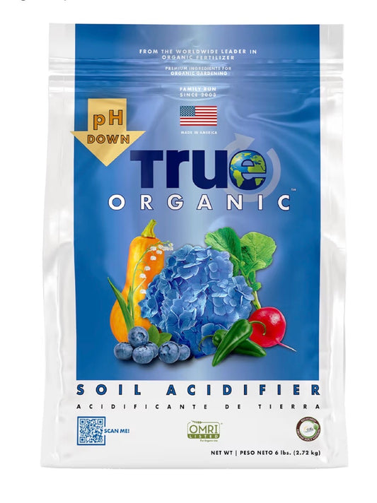 True Organic Soil Acidifier – Lowers Soil pH for Acid-Loving Plants – Ideal for Turning Hydrangeas Blue – 6lb Bag