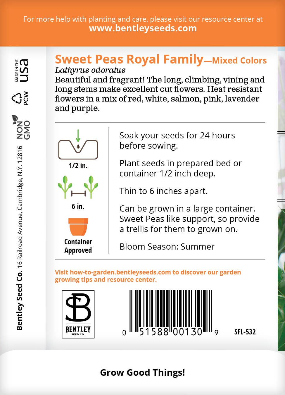 Sweet Peas-Royal Family Mixed Colors-Lathyrus Odoratus