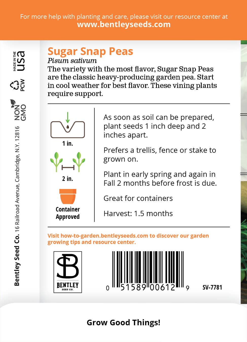 Peas, Sugar Snap Seed Packets