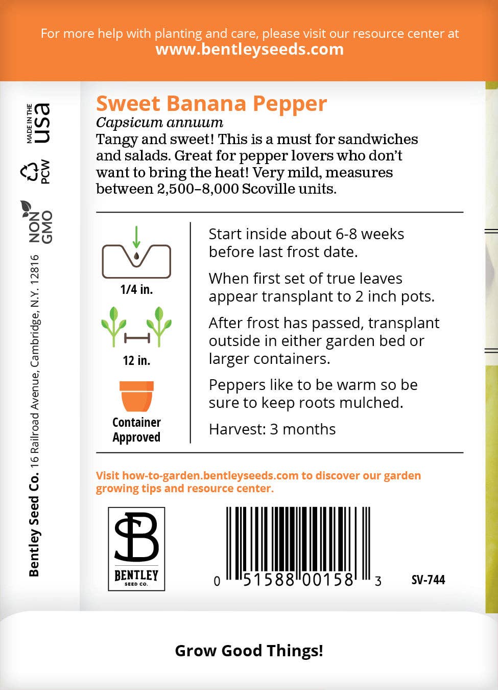 Pepper, Sweet Banana Seed Packets