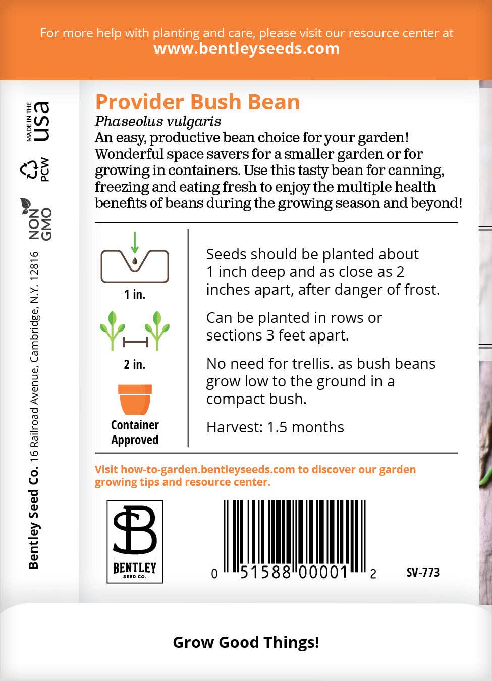 Beans, Provider Bush Bean Seed Packets