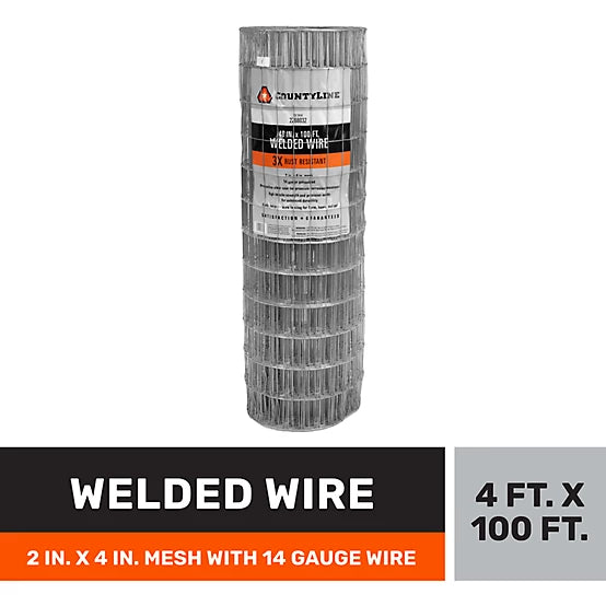 CountyLine 100 x 4ft. Welded Wire, 14 ga., 2 x 4in. Mesh