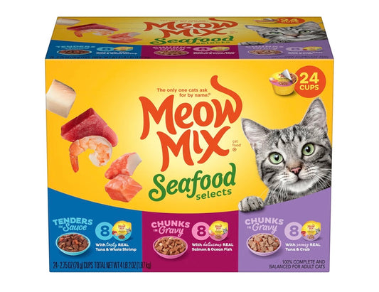 Meow Mix Seafood Selects Wet Cat Food Variety Pack 2.75 oz 24 pack