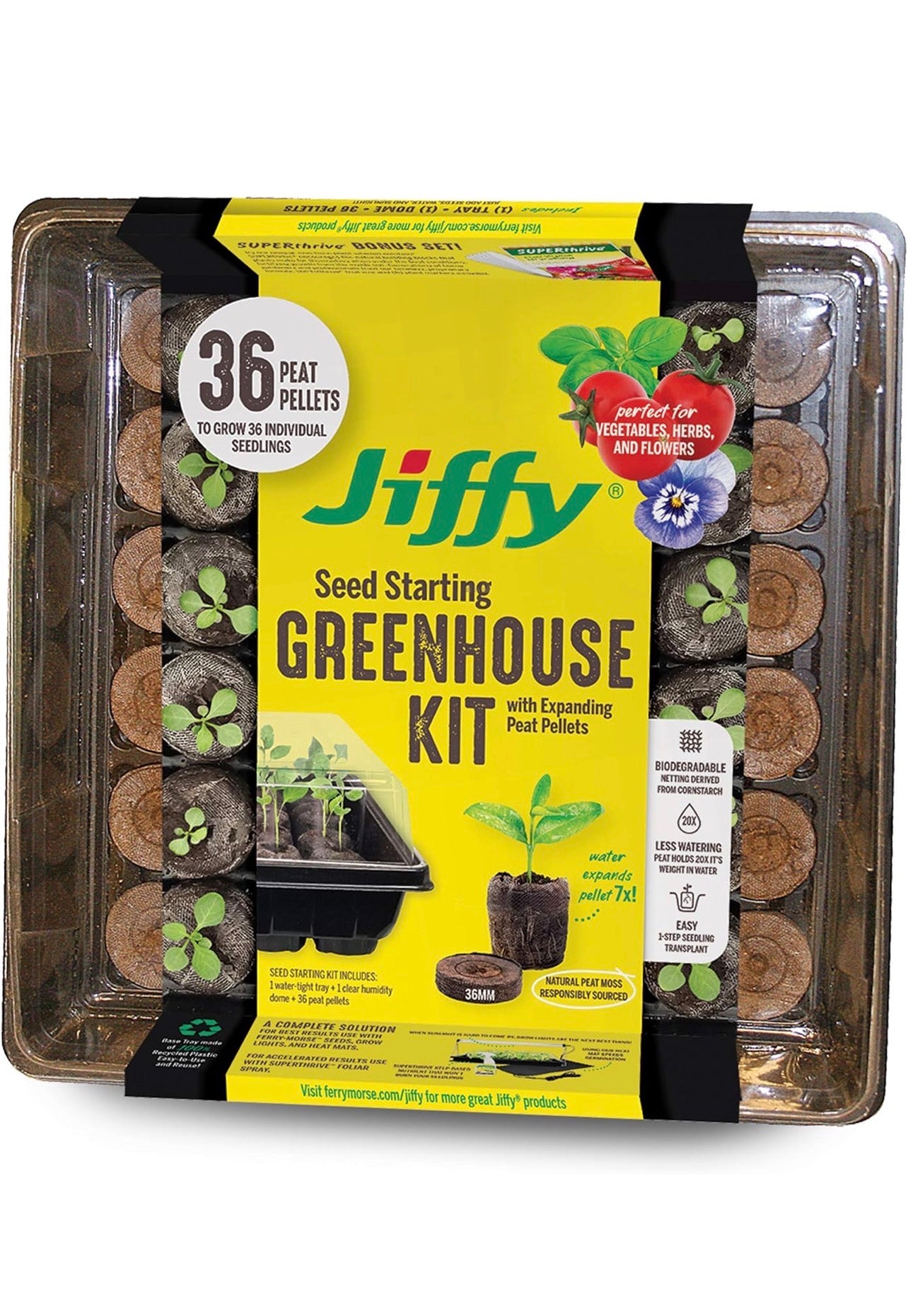 Jiffy Seed Starting Greenhouse Kit with Expanding Pellets 36 count