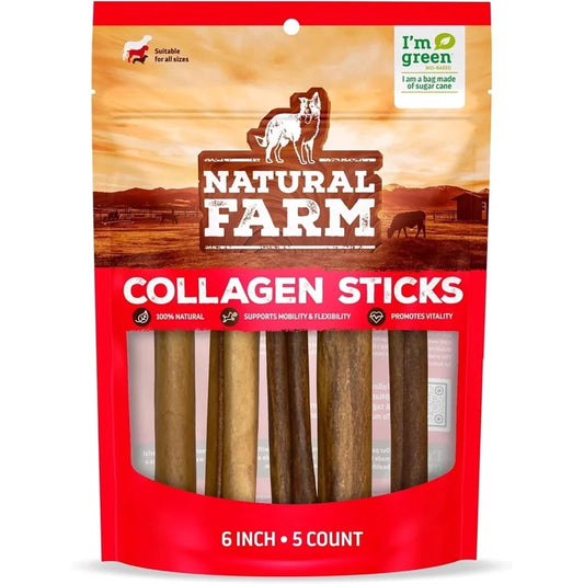 Natural Farm Collagen Sticks Dog Chews for Dogs, 6-Inch 5 count