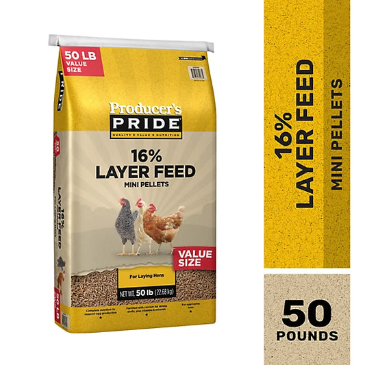 Producers Pride 16% Layer Mini Pelleted Chicken Feed 50 lb bag