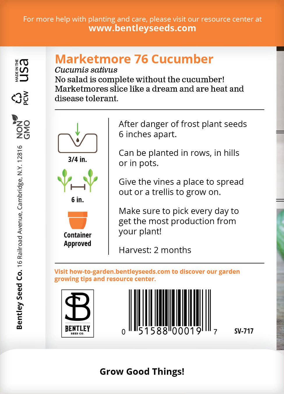 Cucumber, Marketmore 76 Seed Packets