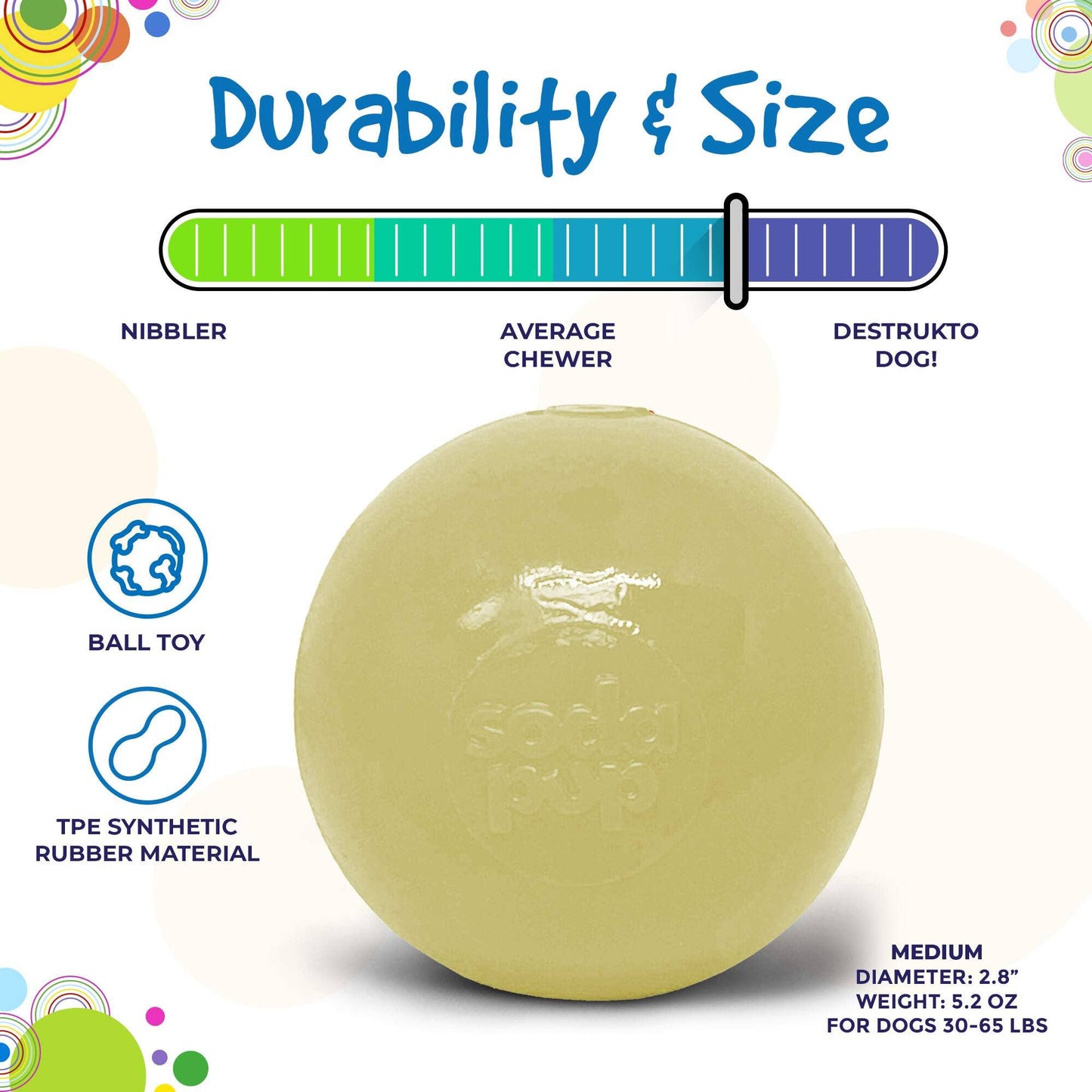 Squeak Ball Ultra Durable PUP-X Squeaking, Chewing, Floating & Retrieving Ball